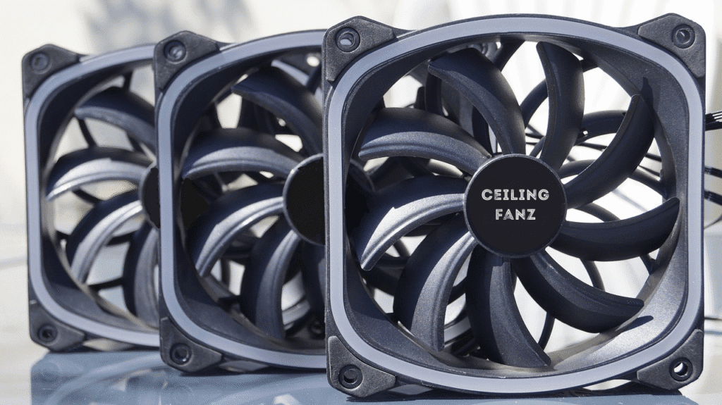 Three computer cooling fans displayed