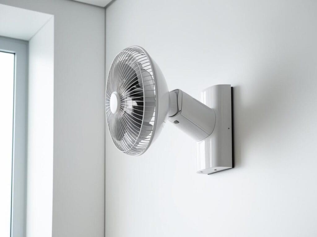 White wall-mounted fan in office